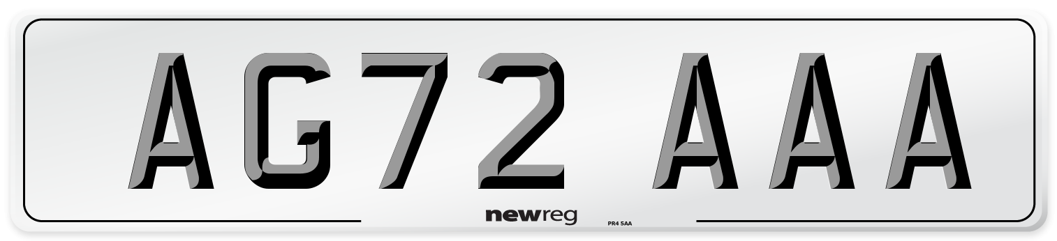AG72 AAA Number Plate from New Reg